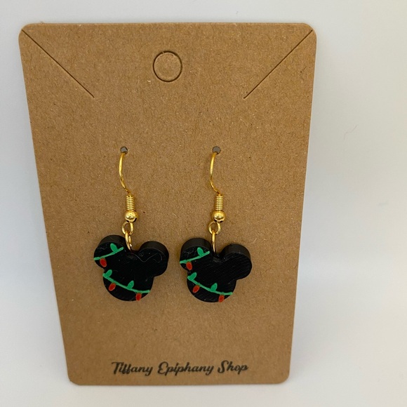 Christmas Lights Mickey and Minnie dangly earrings NWT - Picture 4 of 6